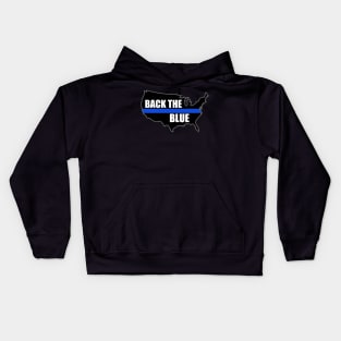 Back The Blue USA Flag Thin Blue Line Kids Hoodie